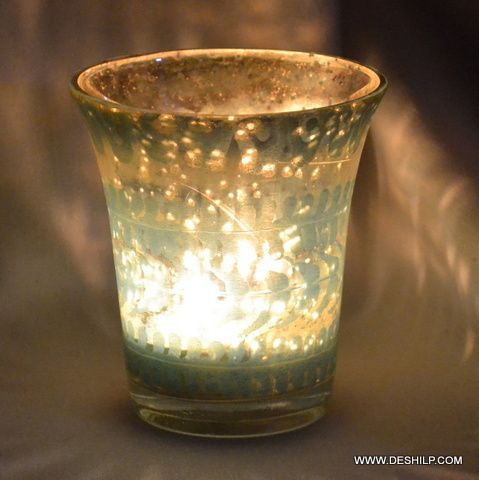 Decorated Silver Candle Votive