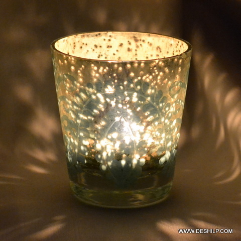 Twilight SILVER GLASS T LIGHT CANDLE HOLDER