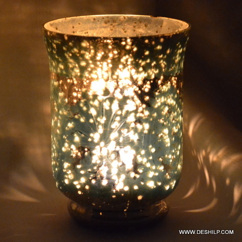 Beautiful Silver Glass T Light Candle Holder