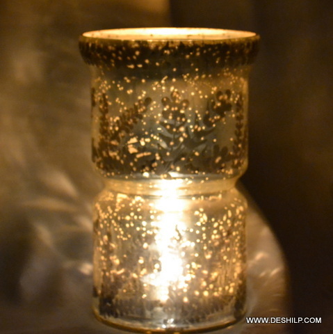 Silver Handicraft Glass Candle