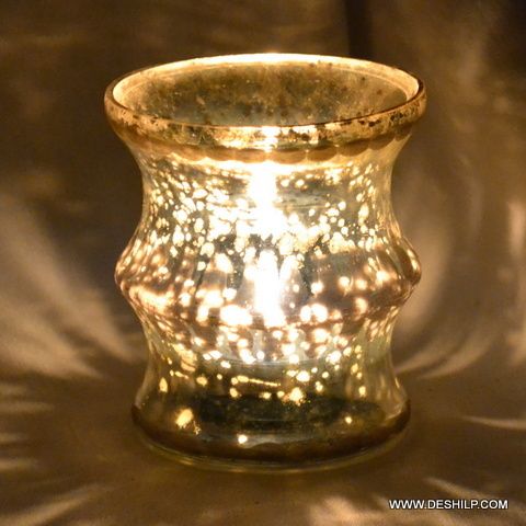 Glass Ring Shape Silver Candle Holder