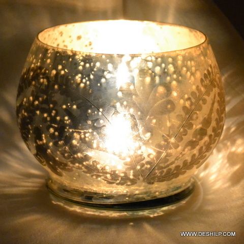 Round Silver Votive Holder