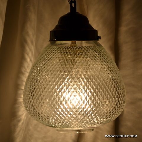 Heavy Cut Glass Wall Hanging Lamp