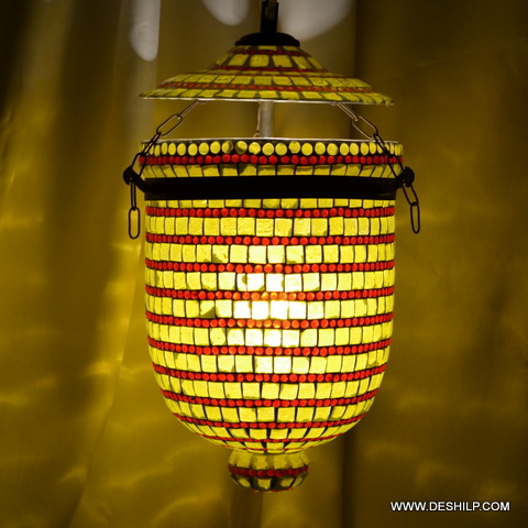 Rooftop Yellow Mosaic Wall Hanging For Home Decor - Finish: Handmade