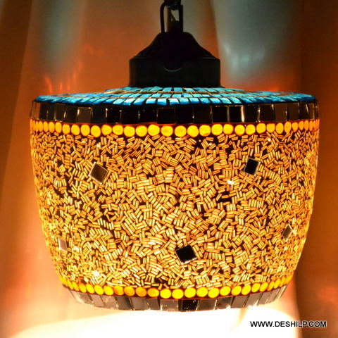 Yellow Round Glass Mosaic Handmade Wall Hanging - Design: Modern Art