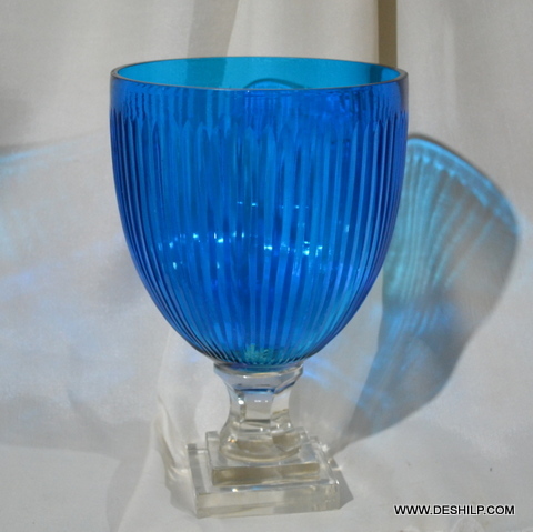 Modern Arts Sky Blue Color Glass Hurricane