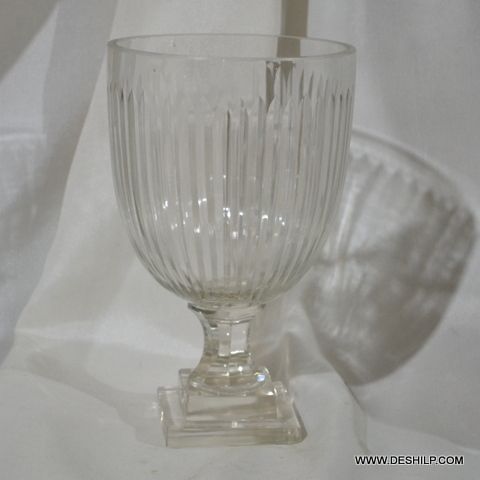 Crystal Cutting Antique Hurricane Candle Holder