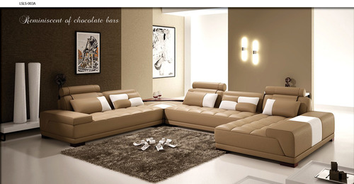 Brown L Shape Leather Sofa