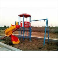 Outdoor Playground Equipment - Metal & Plastic, 8 Ft Slides & 6 Ft Swings, Yellow & Red Color | 200 Lbs Weight Capacity, 1 Year Warranty