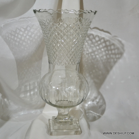 Votive Holder Crystal Cutting Glass Hurricane Candle