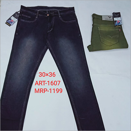 Blue And Dark Green Mens Jeans