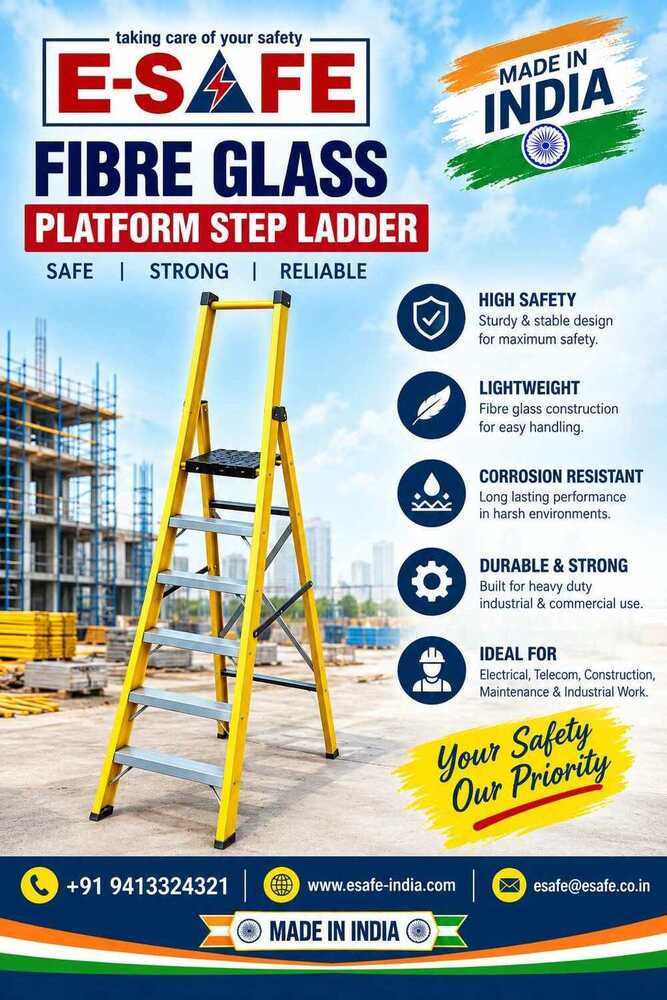 Fibre Glass Platform Step Ladder - Material: Frp
