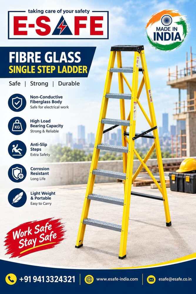 Fibre Glass Single Step Ladder - Material: Frp