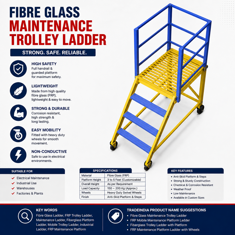 Fibre Glass Maintenance Trolley Ladder - Feature: Non-Conductive