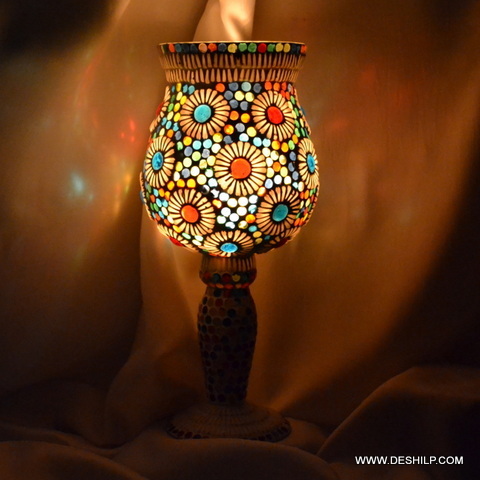 Polishing Pillar Glass Mosaic Table Lamp