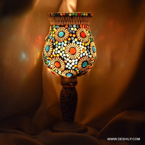 Pillar Glass Mosaic Table Lamp