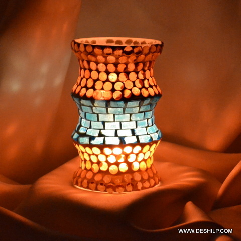 Glass Cylindrical Shaped Candle Holder - Style: Modern Arts