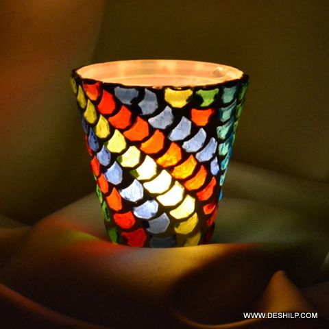 Small Glass Mosaic Votive Holder