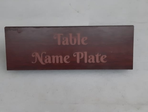 wooden table name plate