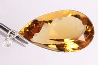 Golden Citrine Pear Shape Faceted Cut Pendant - 18mm X 13mm , Sterling Silver Setting - 5.5 Grams, Radiant Golden Finish