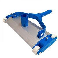 Aluminum Vacuum Head - Aluminum, 14-36" Sizes, Blue And White | 4 Adjustable Solid Molded Wheels, 1-year Warranty, Ideal For Swimming Pool Cleaning
