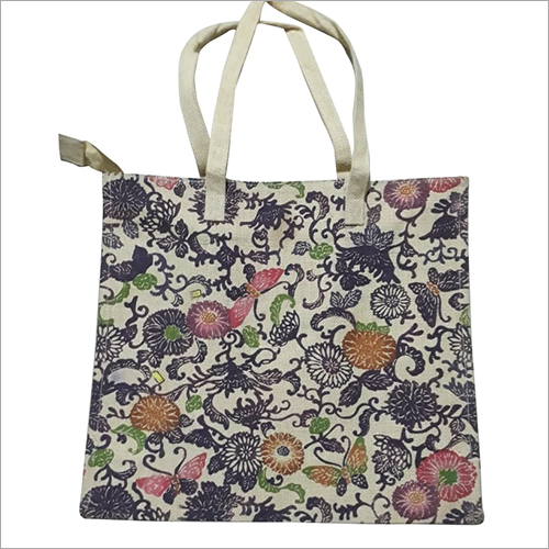 Ladies Stylish Beach Printed Jute Bag