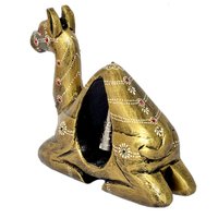 Home Decor Indian Handmade Wooden Painted Setting Camel With Bell