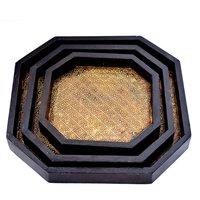 Home Decorative Gift Purpose Handmade Brass Coated Wooden Trays
