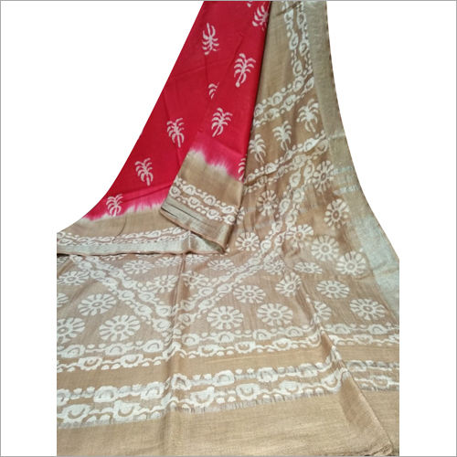 Red & Brown Ladies Trendy Printed Saree