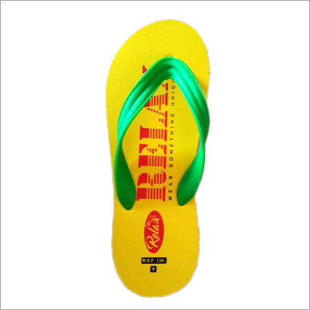 Yellow Slipper - Rubber Material Green Strap Light Weight | Comfortable for Daily Wear Alluring Pattern Non-Allergenic