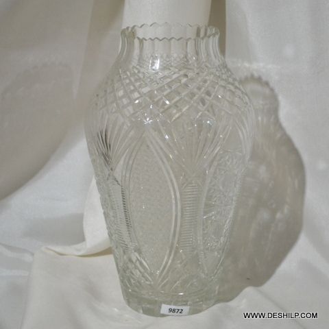 Clear Glass Antique Crystal Cutting Flower Vase Bottom Diameter: 2-3 Inch (In)