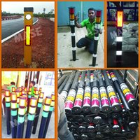 Solar Road Delineator - Mild Steel, 1.2m Height, Multicolor, Reflective Tape 2" Width | Easy Installation, Nighttime Visibility, Manual Function