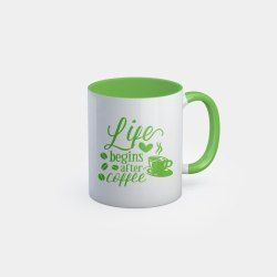 Mug Printing Service - Color: White & Green