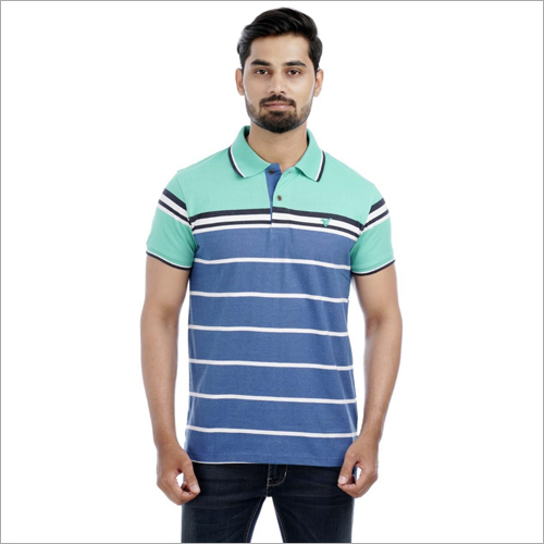 Mens Casual T-Shirt - Poly Cotton, Size M, L, XL | Short Sleeves, Dyed Pattern, Polo Collar, Comfortable and Stylish for Everyday Wear