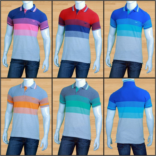 Mens Regular Fit T-Shirt Set - Polyester Material, Sizes L, M, XL , Polo Collar, Dyed Pattern, Short Sleeve Style, High Comfort and Durability