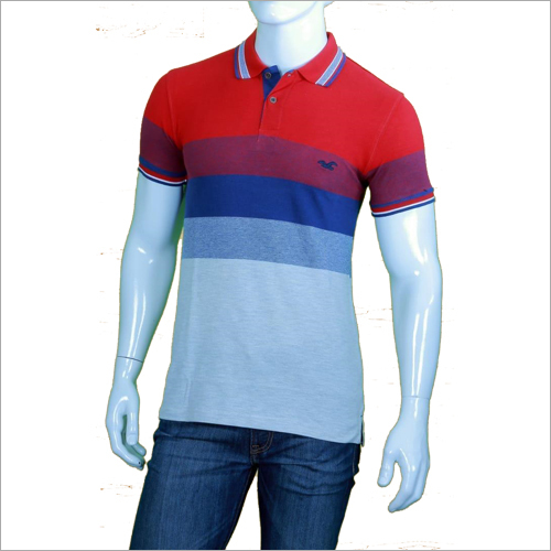 Mens Printed T-Shirt - Polyester Fabric, Sizes [M, L, XL] | Short Sleeve, Polo Collar, Dyed Pattern, Crafted for Quality and Durability
