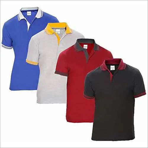 Blue Mens Cotton Polo T Shirt