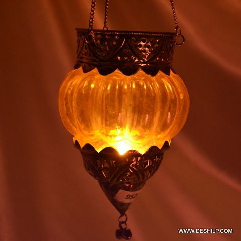 Metal Fitting Glass T Light Hanging