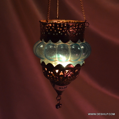 Antique Glass T Light Candle Hanging