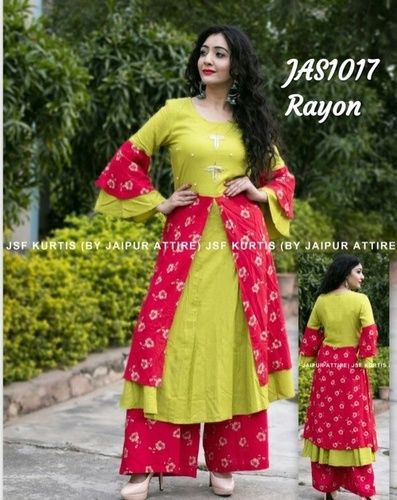 Designer Rayon Kurti With Palazzo