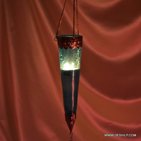 Thin Shape Glass T Light Hanging