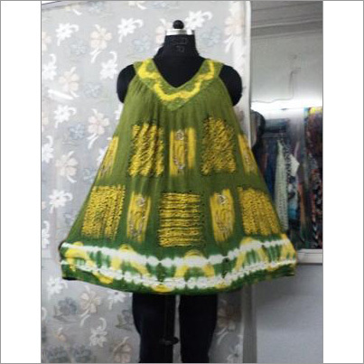 Tie Dye Umbrella Short Dress - Cotton, 60 Inch Length, 16 Inch Shoulder Size | Breathable, Washable, Cool Dry, Short Sleeve, Casual & Ethnic Design