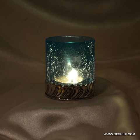 Metal Fit Glass T Light Votive Candle