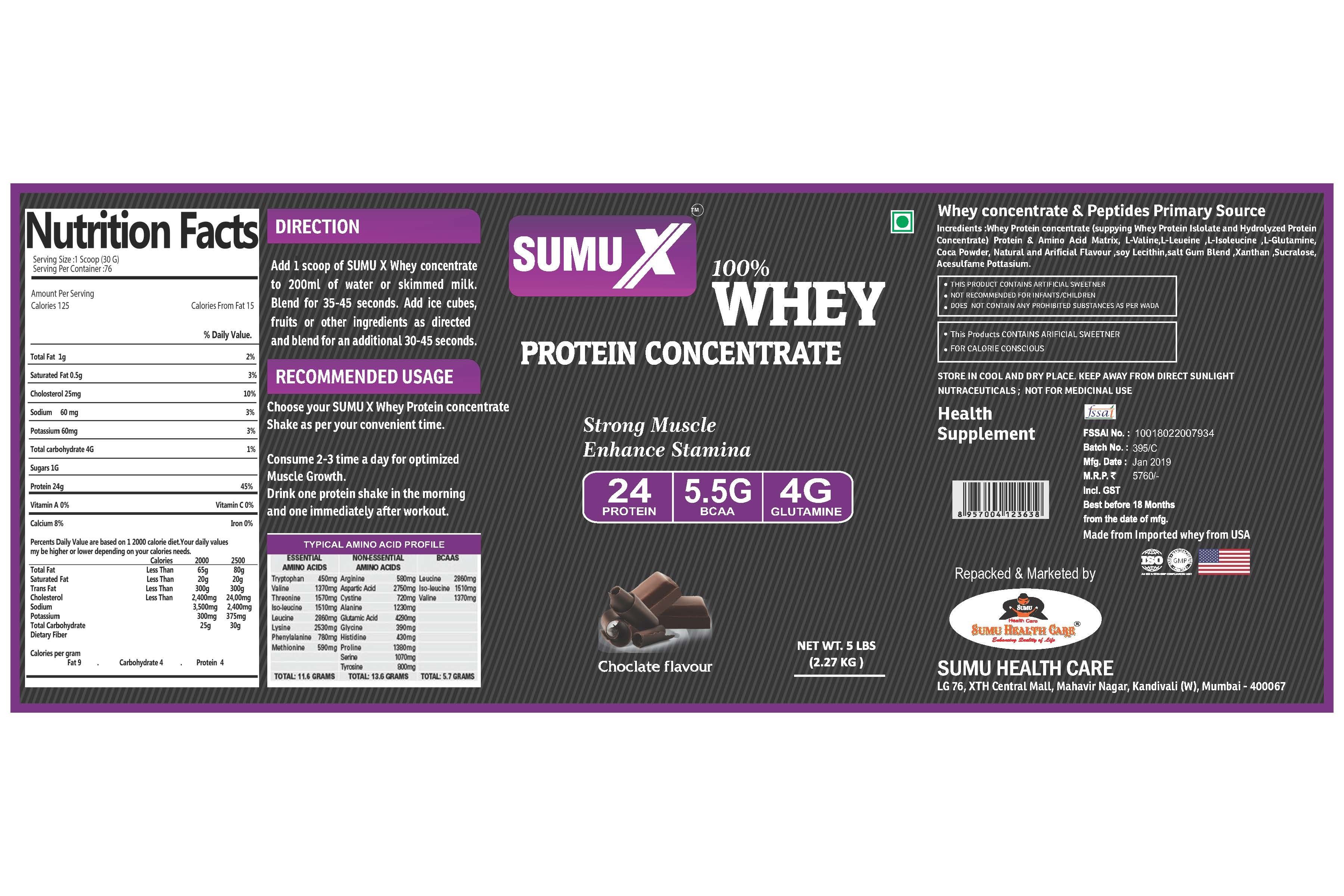 Whey Concentrate 5 lbs Chocolate Flavour