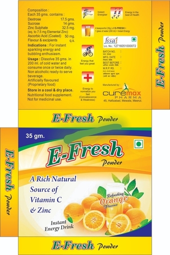ENERGY DRINK POWDER 35 GM - Glucose Based Powder, Enriched with Vitamin C and Zinc | Sweet Taste, Box Packaging for Instant Energy This Summer