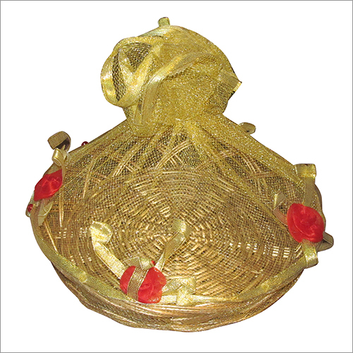 Golden Decorative Cane Basket