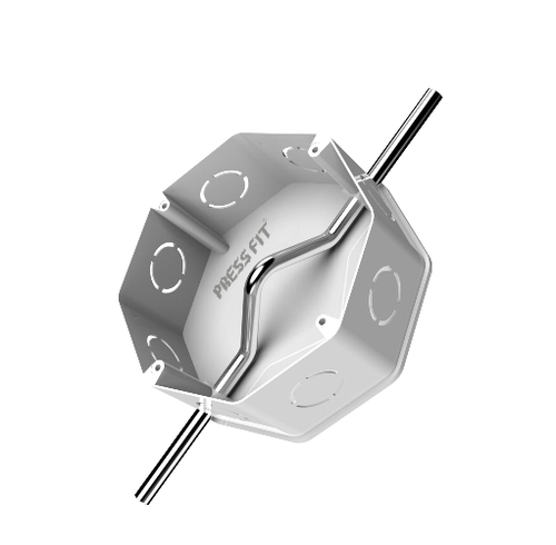 Pressfit Octa Fan Boxes With Hook - Tough Polymer | 25mm Dimension, Grey Color, Supports Ceiling Fixtures, Heavy Duty Hook, Corrosion Resistant