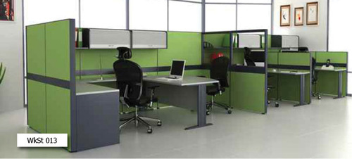 Office Workstation - Wood Material, Modern Design in Green & Grey, Durable Build with 1-Year Warranty