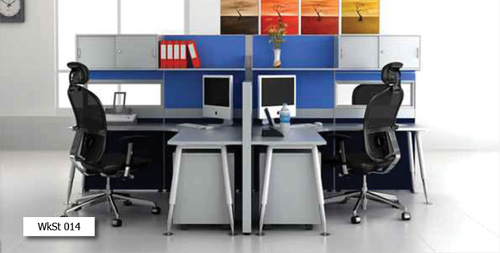 Grey & Blue Office Workstation