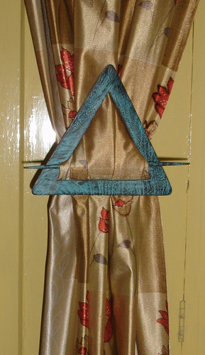 Wooden Curtain Holder - Wood, 5 Inches, Blue | Durable, Stylish, Easy Install, Unique Triangle Design, Rustic Charm